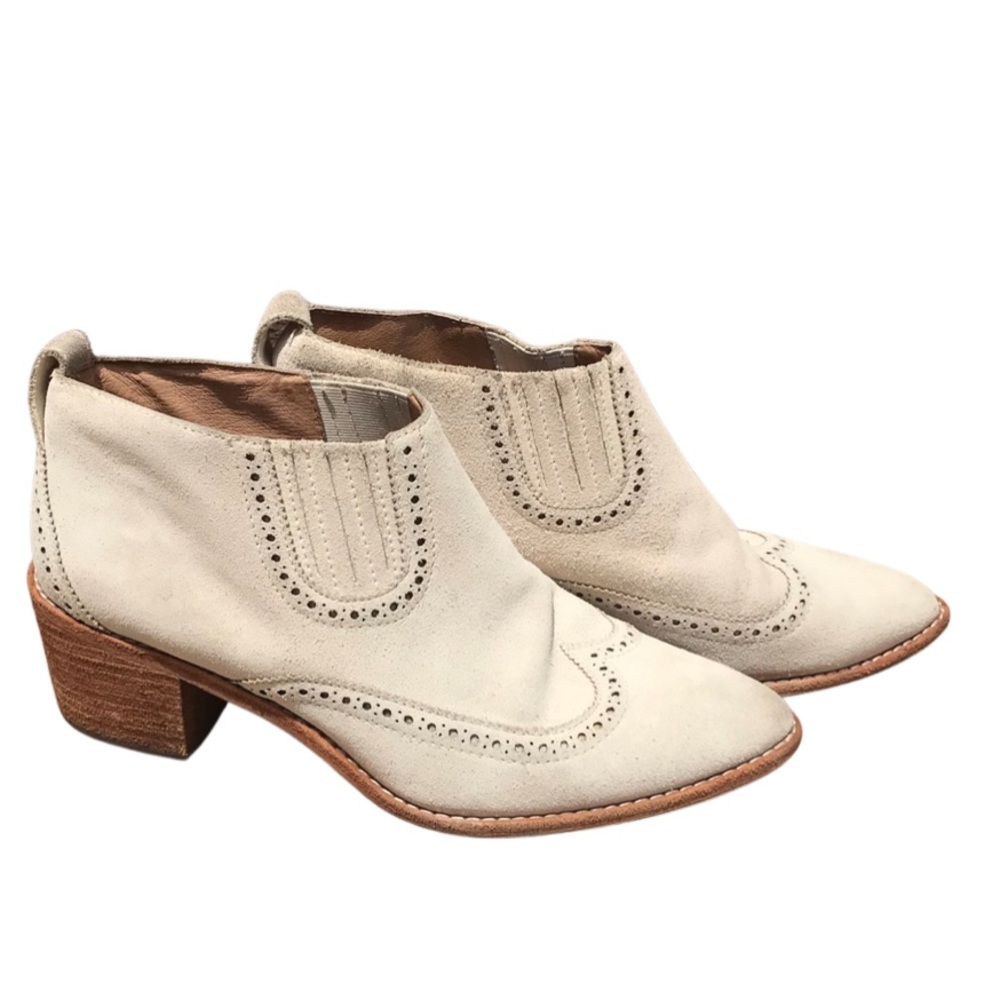 Madewell pointed toe leather cream/white ankle boots